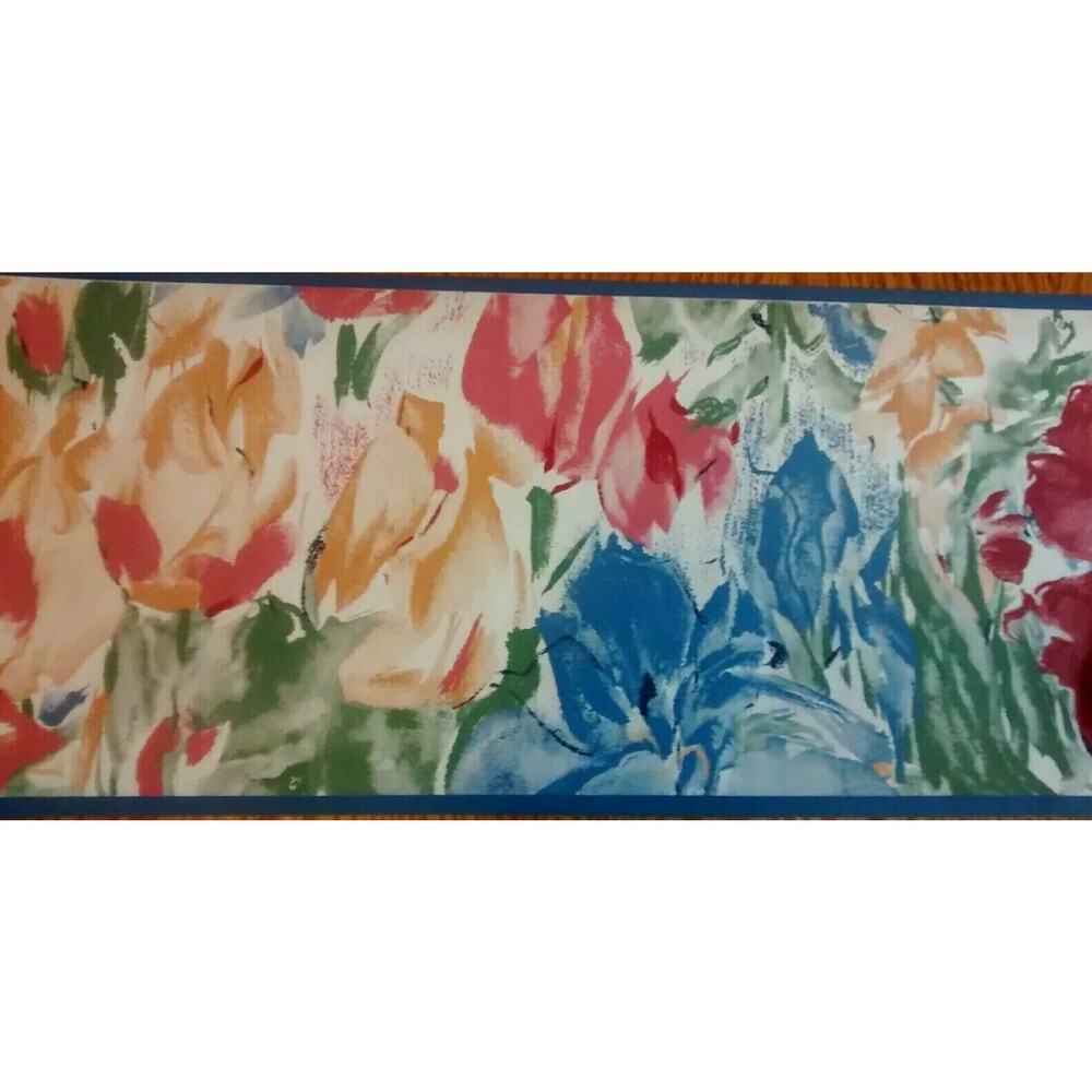 York Floral Wallpaper Border 9" Blue